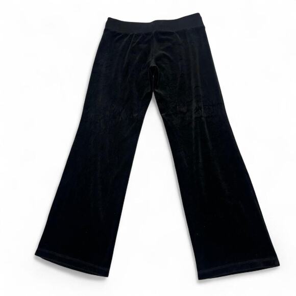 New York Company Black Velour Super Low Rise XS Wide Flared Sweatpants Jawstring - Picture 2 of 4